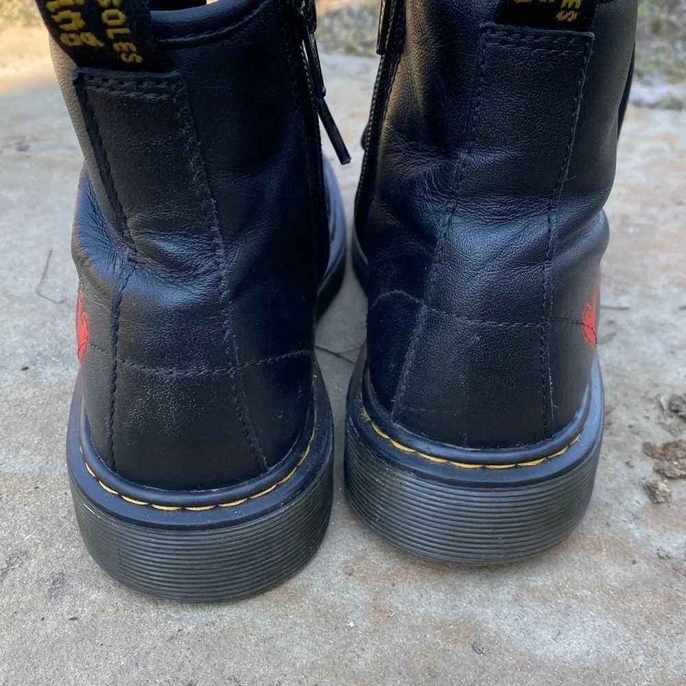 Dr. Martens 1460 combat boot lace up with side zip kids size 3 custom smiley 😊